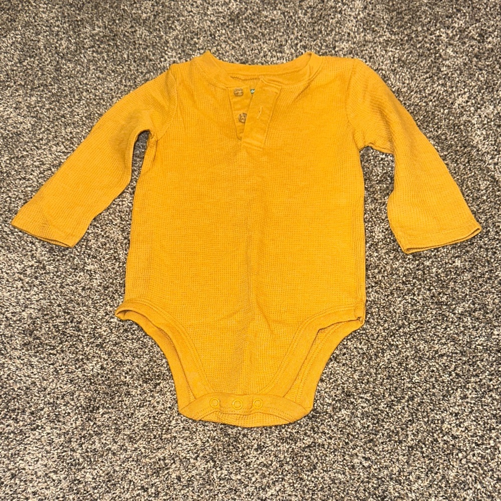 Garanimals Mustard Yellow Waffle Knit Long-Sleeve One-Piece